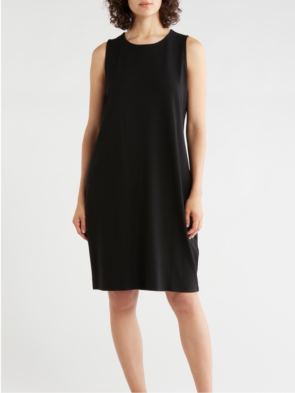 Eileen Fisher Organic Cotton Jersey Shift Dress Black Small Petite